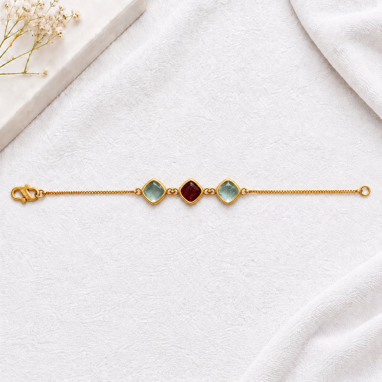 Green and Red Stone Bracelet