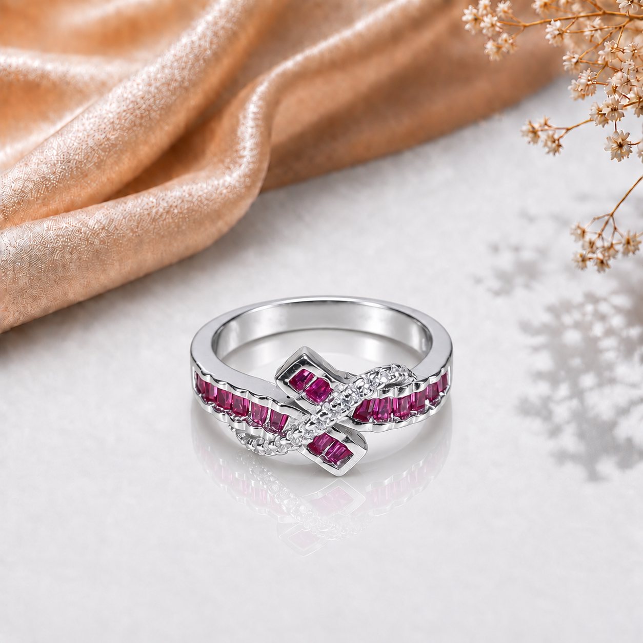 Ruby Petal Ring